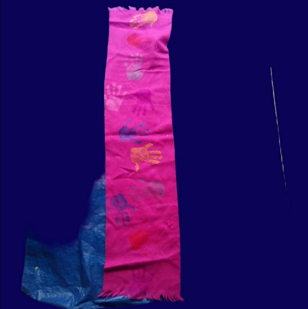 Pink Scarf with Handprint Design